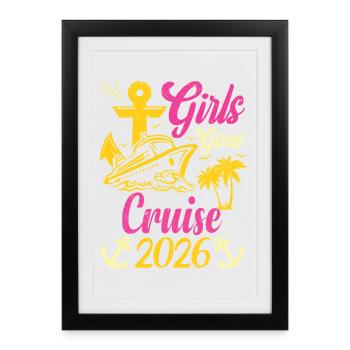 Voyage de vacances 2026 Girls Partis en Croisière - Affiche encadrée (27 × 37 cm) - noir - Devant