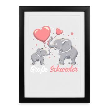 Big Sister Elephants Older Sibling - Framed poster (27 × 37 cm) - black - Front