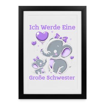Big Sister Elephants Older Sibling - Framed poster (27 × 37 cm) - black - Front