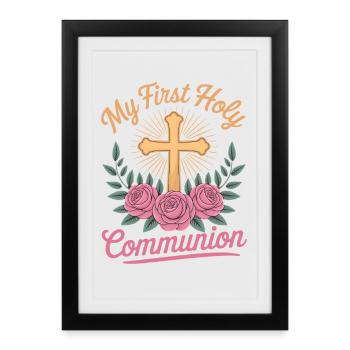 Croix de la Première Communion des Roses - Affiche encadrée (27 × 37 cm) - noir - Devant