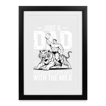 Milk Dad Tiger Hero - Framed poster (27 × 37 cm) - black - Front