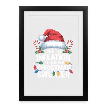 Humour de pull de Noël sur l’inflation - Affiche encadrée (27 × 37 cm) - noir - Devant