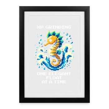 XP-Grind : flotter élégamment | Hippocampe - Affiche encadrée (27 × 37 cm) - noir - Devant