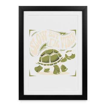Lent, mais je vibre drôle Tortoise - Affiche encadrée (27 × 37 cm) - noir - Devant
