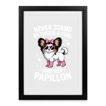 Papillon Sayings Girl Funny Papillon Gift - Framed poster (27 × 37 cm) - black - Front
