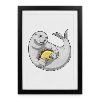Taco des phoques - Affiche encadrée (27 × 37 cm) - noir - Devant