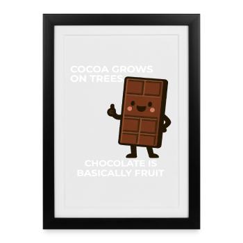Le chocolat est un fruit – l’expression humoristique du cacao - Affiche encadrée (27 × 37 cm) - noir - Devant