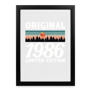 Cadeau d'anniversaire 1986 Original Rétro Vintage - Affiche encadrée (27 × 37 cm) - noir - Devant