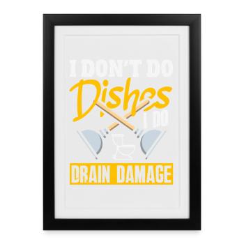 Maître du bouchon des toilettes Drôle - Affiche encadrée (27 × 37 cm) - noir - Devant