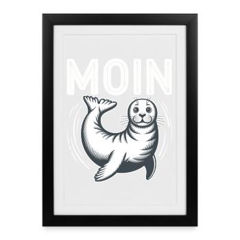 Seal seal Baltic Sea North Sea Moin - Framed poster (27 × 37 cm) - black - Front