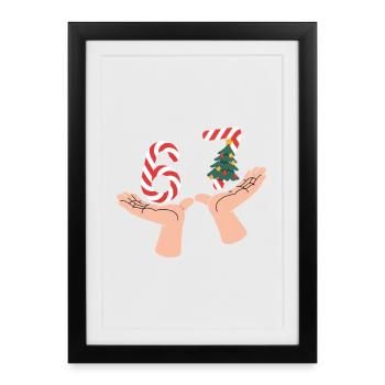 67 Funny Christmas Number Hands Motif - Framed poster (27 × 37 cm) - black - Front