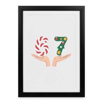Sapin canne d’orge de Noël numéro 67 - Affiche encadrée (27 × 37 cm) - noir - Devant