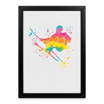 Ski alpin Sports d’hiver Ski nordique - Affiche encadrée (27 × 37 cm) - noir - Devant