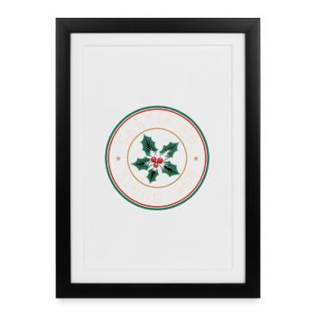 Certifié depuis 1958 comme Houx à motif de Noël - Affiche encadrée (27 × 37 cm) - noir - Devant