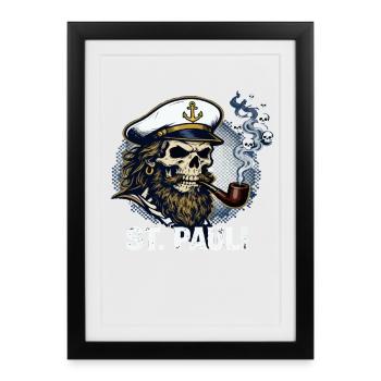 St Pauli Hamburg Paulianer Totenkopf Hafen Captain - Framed poster (27 × 37 cm) - black - Front