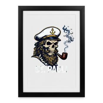 St Pauli Hamburg Paulianer Totenkopf Hafen Captain - Framed poster (27 × 37 cm) - black - Front