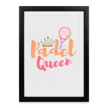 Femme Padel Queen Joueur De Padel Tennis Padeliste - Affiche encadrée (27 × 37 cm) - noir - Devant