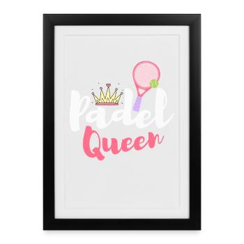 Femme Padel Queen Joueur De Padel Tennis Padeliste - Affiche encadrée (27 × 37 cm) - noir - Devant