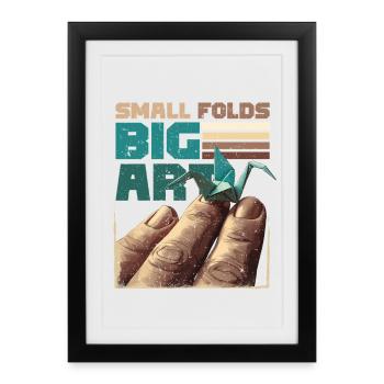 Petits plis en origami Grandes œuvres d’art - Affiche encadrée (27 × 37 cm) - noir - Devant