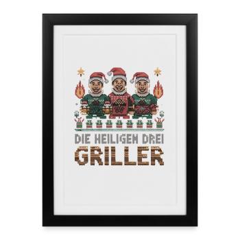 Les Trois Sacrés Grillers : Fun - Affiche encadrée (27 × 37 cm) - noir - Devant
