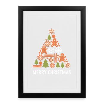 Joyeux Noël Sapin en pain d’épices Sapin de Noël - Affiche encadrée (27 × 37 cm) - noir - Devant
