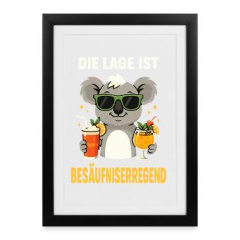cocktail koala, che-shirt de soirée sur l’ivresse - Affiche encadrée (27 × 37 cm) - noir - Devant