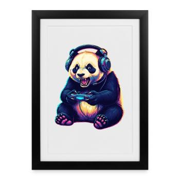 Parrot Gaming Animal Video Games Funny Parrot - Framed poster (27 × 37 cm) - black - Front