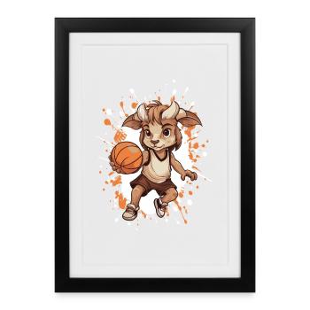 Goat dribbles basketball - Framed poster (27 × 37 cm) - black - Front