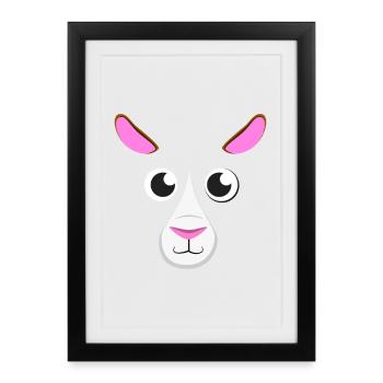 Visage de cochon d’Inde dessiné animé mignon, simple animal de compagnie minimaliste - Affiche encadrée (27 × 37 cm) - noir - Devant