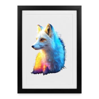 Renard arctique Renard des neiges Renard des glaces Renard blanc doux - Affiche encadrée (27 × 37 cm) - noir - Devant