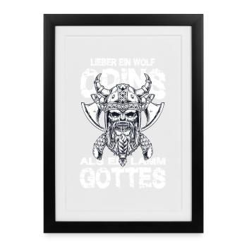 Lieber Ein Wolf Odins Als Ein Lamm Gottes Wikinger - Framed poster (27 × 37 cm) - black - Front