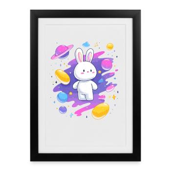 Galactic Rabbit in the Nebula - Framed poster (27 × 37 cm) - black - Front