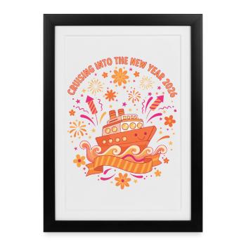 Cruising Into The New Year 2026 Fireworks - Framed poster (27 × 37 cm) - black - Front