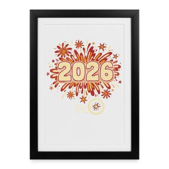Célébrez le réveillon du Nouvel An 2026 - Affiche encadrée (27 × 37 cm) - noir - Devant