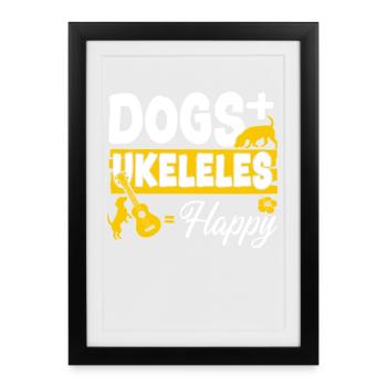 Hawaiian Ukulele Uke Dogs + - Framed poster (27 × 37 cm) - black - Front