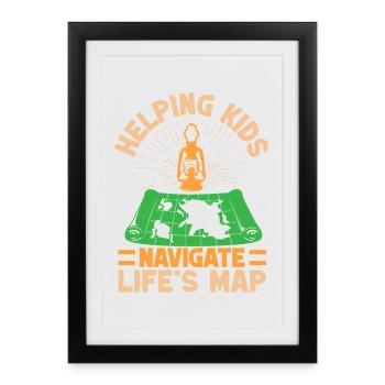 Leader des Girl Scouts aidant les enfants à naviguer dans le Scoutisme - Affiche encadrée (27 × 37 cm) - noir - Devant