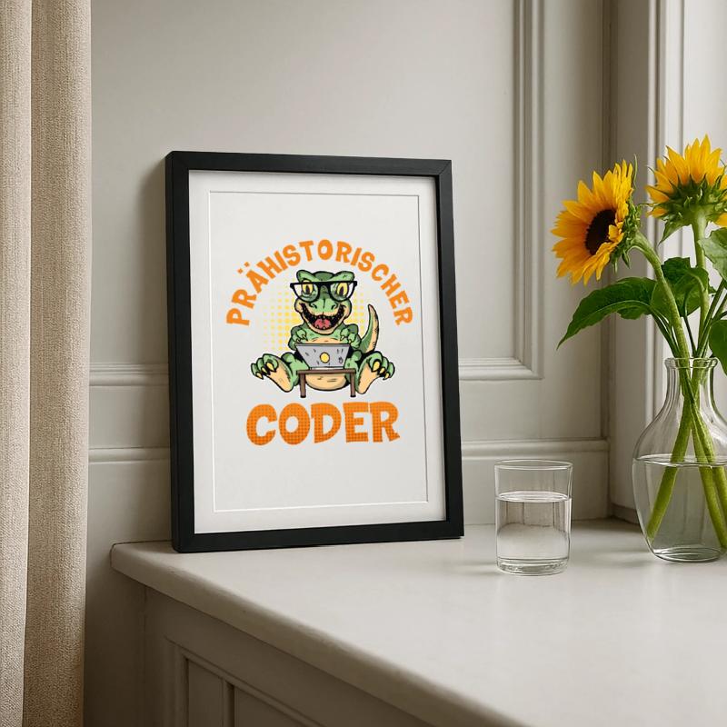 Coding PREHISTORIC CODER Fun Framed poster (27 × 37 cm)