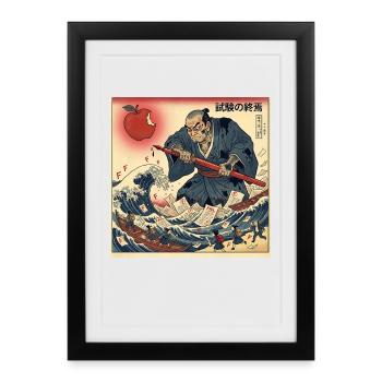試験の終焉 Samurai Fight against school exams - Framed poster (27 × 37 cm) - black - Front