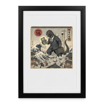 Costume du Monstre de la Taxe du 15 avril - Affiche encadrée (27 × 37 cm) - noir - Devant