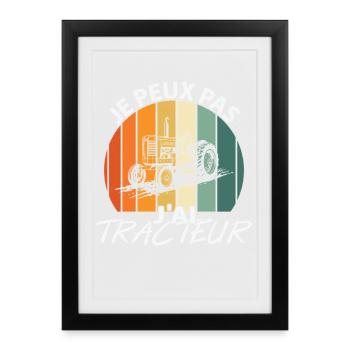 Ich kann nicht, ich habe einen Traktor - Gerahmtes Poster (27 × 37 cm) - Schwarz - Vorne