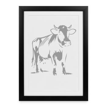Motif de vache – Charme campestre - Affiche encadrée (27 × 37 cm) - noir - Devant