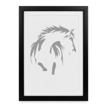 Silhouette du cheval – élégance et liberté - Affiche encadrée (27 × 37 cm) - noir - Devant