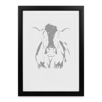 Cow Head Silhouette – Strong Farm Design - Framed poster (27 × 37 cm) - black - Front