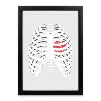 Rib basket with heart - Framed poster (27 × 37 cm) - black - Front