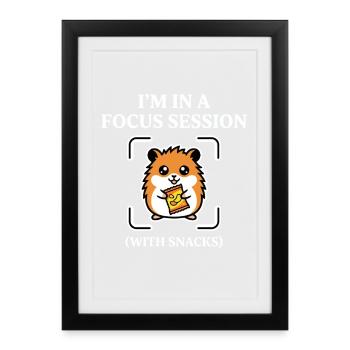 Focus Session With Snacks Hamster Humor - Framed poster (27 × 37 cm) - black - Front