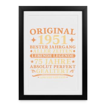 Original 1951 Year 75th Birthday Gift - Framed poster (27 × 37 cm) - black - Front