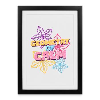 Géométrie origami du calme - Affiche encadrée (27 × 37 cm) - noir - Devant