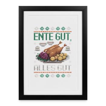 Canard bon Tout bon Dîner de Noël au canard rôti - Affiche encadrée (27 × 37 cm) - noir - Devant