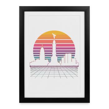 Skyline du coucher de soleil - Mexico - Affiche encadrée (27 × 37 cm) - noir - Devant