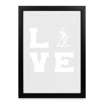 Iconisches Floorball Motiv - Gerahmtes Poster (27 × 37 cm) - Schwarz - Vorne